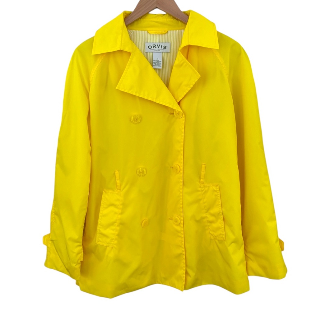 ORVIS Yellow Double Breasted Trench Raincoat, size medium